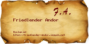Friedlender Andor névjegykártya
